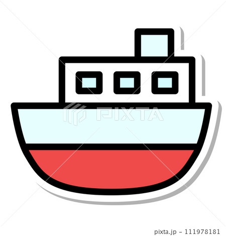 ステッカー乗り物アイコンイラスト 観光船 ステッカー乗り物アイコンイラスト 観光船 111978181