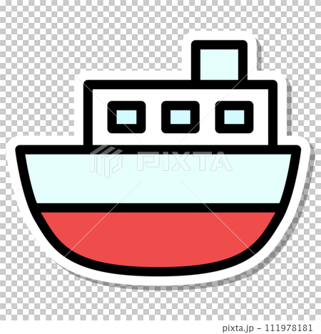 Sticker vehicle icon illustration tourist boat Sticker vehicle icon illustration tourist boat 111978181