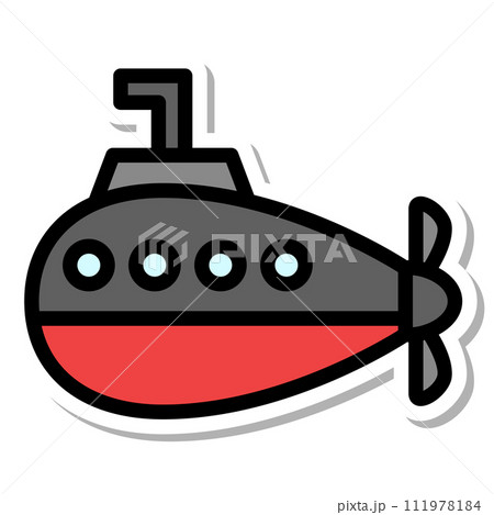 ステッカー乗り物アイコンイラスト 潜水艦 ステッカー乗り物アイコンイラスト 潜水艦 111978184