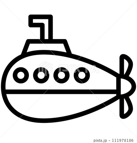 線画乗り物アイコンイラスト　潜水艦 111978186