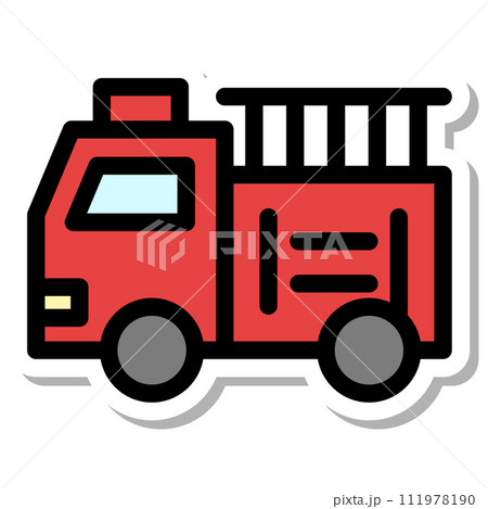 ステッカー乗り物アイコンイラスト　消防車 111978190