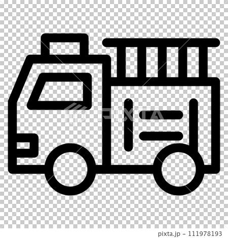 線画乗り物アイコンイラスト 消防車 線画乗り物アイコンイラスト 消防車 111978193