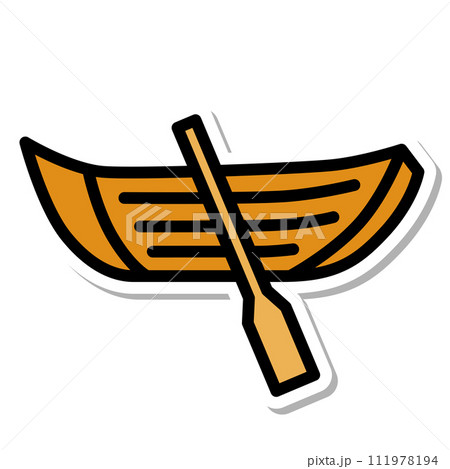 ステッカー乗り物アイコンイラスト 手漕ぎボート ステッカー乗り物アイコンイラスト 手漕ぎボート 111978194