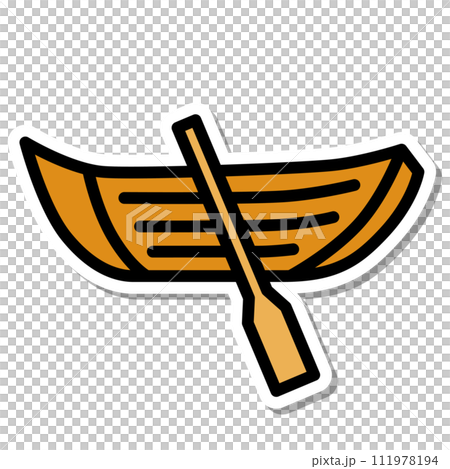 ステッカー乗り物アイコンイラスト 手漕ぎボート ステッカー乗り物アイコンイラスト 手漕ぎボート 111978194