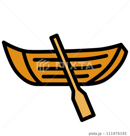 カラー乗り物アイコンイラスト　手漕ぎボート 111978195