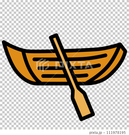 カラー乗り物アイコンイラスト　手漕ぎボート 111978195