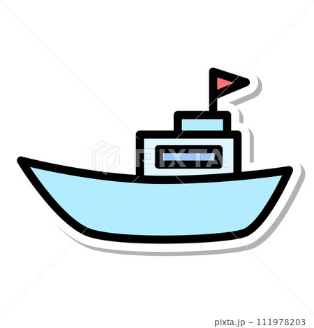 ステッカー乗り物アイコンイラスト　漁船 111978203