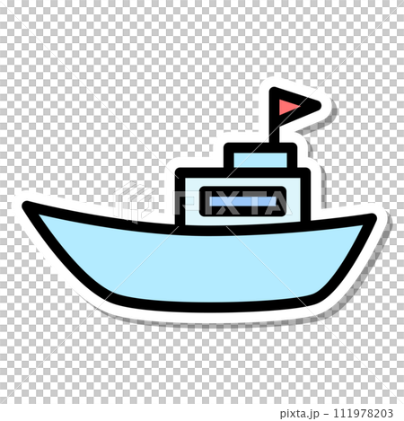 ステッカー乗り物アイコンイラスト　漁船 111978203