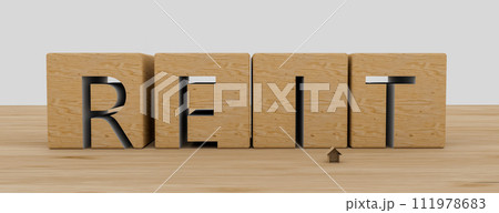 Business Acronym REIT as Real Estate Investment Trust. 3d rendering 111978683