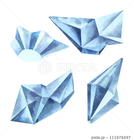 Watercolor iceberg blue ice crystal with transparency texture for template and clipart for winter holidays, New Year, Earth Day, Marine and Ocean life, for scrapbook, stickers, cards, borders, frames Watercolor iceberg blue ice crystal with transparency texture for template and clipart for winter holidays, New Year, Earth Day, Marine and Ocean life, for scrapbook, stickers, cards, borders, frames 111978897