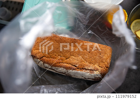 rye bread, sourdough, in a bag, straight from the bakery rye bread, sourdough, in a bag, straight from the bakery 111979152