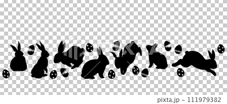 Rabbit and easter egg silhouette Rabbit and easter egg silhouette 111979382