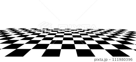 Checkered texture 3d background. Abstract white-black checkered background. Vector 111980396