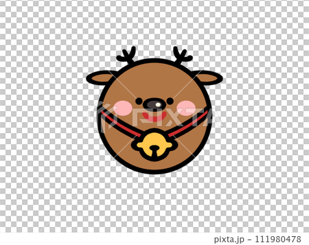 Illustration material of a round and cute reindeer Illustration material of a round and cute reindeer 111980478