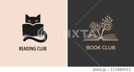 Minimalist Book, reading and writing logo. Minimal modern style book symbols and icons Minimalist Book, reading and writing logo. Minimal modern style book symbols and icons 111980553