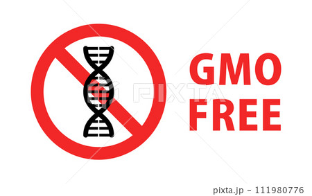 GMO FREE：DNAと禁止マークのアイコン 111980776