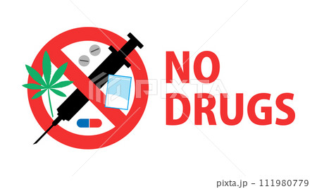 NO DRUGS:薬物禁止の標識 NO DRUGS:薬物禁止の標識 111980779
