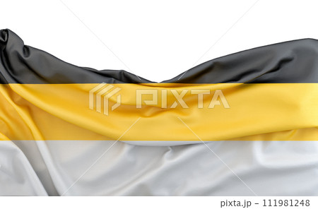 Flag of Russian Empire isolated on white background with copy space above. 3D rendering 111981248