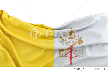 Flag of Vatican isolated on white background with copy space above. 3D rendering Flag of Vatican isolated on white background with copy space above. 3D rendering 111981251