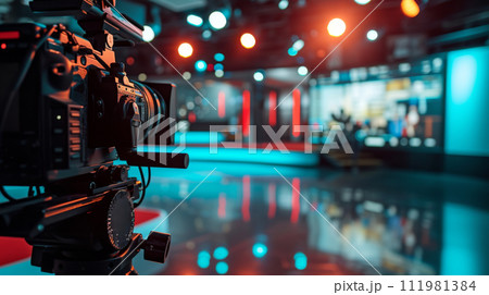 Professional Video Camera Filming in Studio 111981384