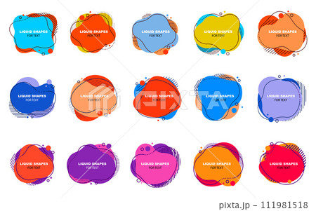 Set of liquid shapes and forms with line for text. Collection of abstract splash in a vector illustration isolated 111981518
