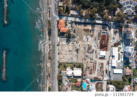 Overhead view of construction area in Limassol, Cyprus 111981724