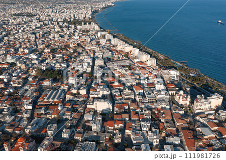 Aerial high angle view of Limassol Old Town. Cyprus Aerial high angle view of Limassol Old Town. Cyprus 111981726