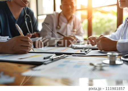 AI-generated content. Medical team working and planning medical treatment AI-generated content. Medical team working and planning medical treatment 111981857