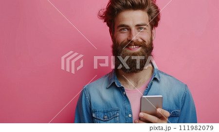 Fashionable Young Man in Urban Setting 111982079