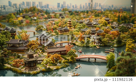 Miniature chinese city with old houses. Abstract old town 111982116
