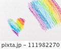 Wax crayon hand drawing heart rainbow background 111982270