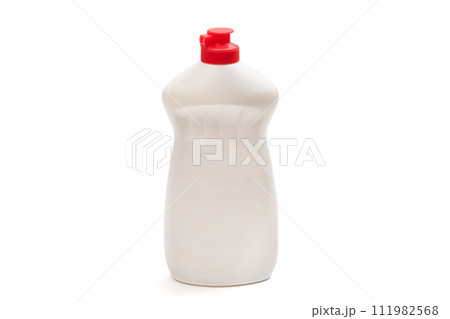 Plastic bottle of detergent isolated on white background. 111982568