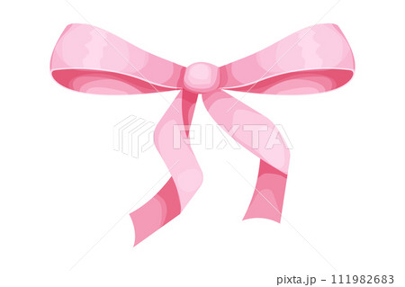 Pink bow coquette y2k aesthetic ribbon, elegant accessory, pastel tie isolated on white background. Lovely satin knot. Pink bow coquette y2k aesthetic ribbon, elegant accessory, pastel tie isolated on white background. Lovely satin knot. 111982683