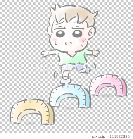 Child playing with tires, watercolor touch Child playing with tires, watercolor touch 111982880