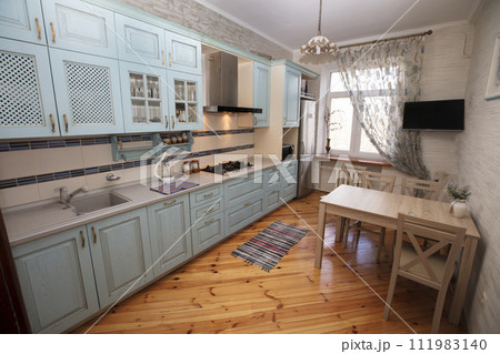 Small kitchen in a cramped apartment.Kitchen room in a Russian prefabricated house. 111983140
