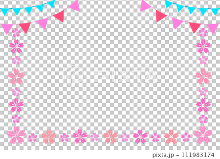 Cherry blossom and garland frame decorative frame 111983174