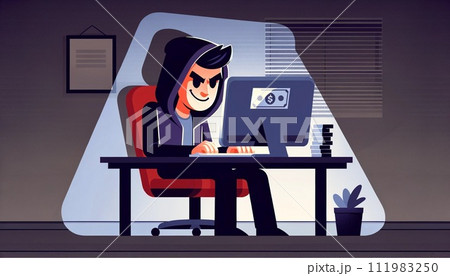 暗闇で作業するハッカー 111983250