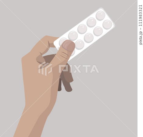 hand with pills. Medicines in hand. 111983321