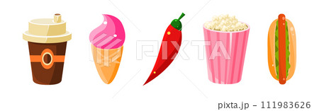 Fast Food Bright Object and Item Vector Set 111983626