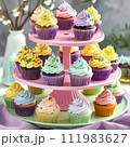Easter colorful mini cupcakes with sprinkles 111983627