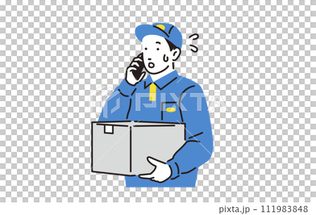 人物 荷物を運びながら電話の対応をする配達員 人物 荷物を運びながら電話の対応をする配達員 111983848