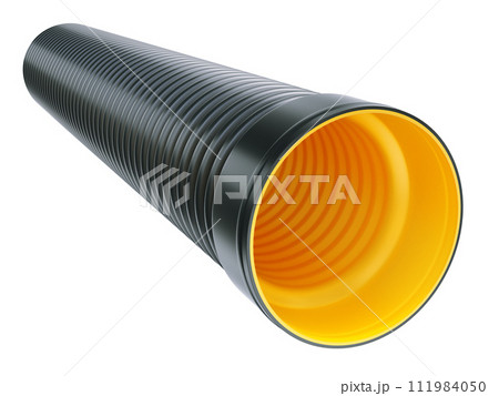 Plastic corrugated tube for electrical installation on white background - 3D illustration Plastic corrugated tube for electrical installation on white background - 3D illustration 111984050