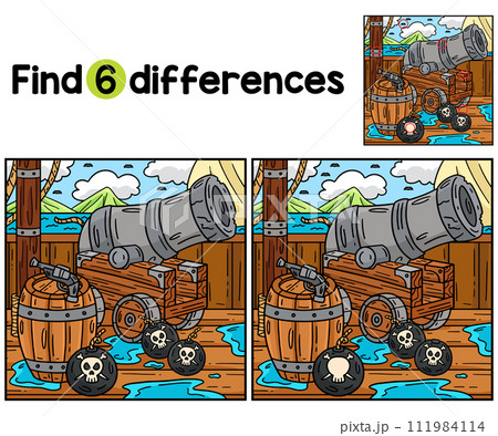 Pirate Cannon and Barrels Find The Differences 111984114