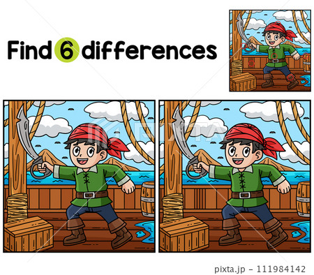 Pirate Holding Cutlass Find The Differences 111984142