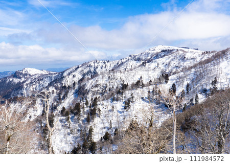 兵庫県最高峰の氷ノ山雪山登山　氷ノ山の山頂を望む 111984572