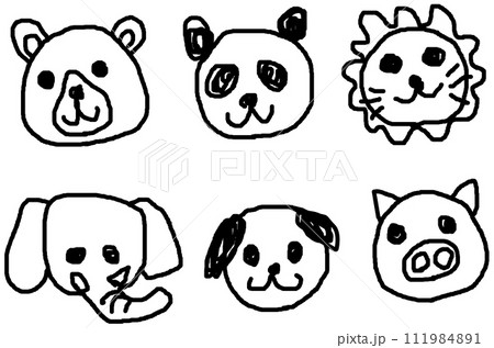 子供が動物園で見た可愛い動物の絵を描いたイラスト 111984891
