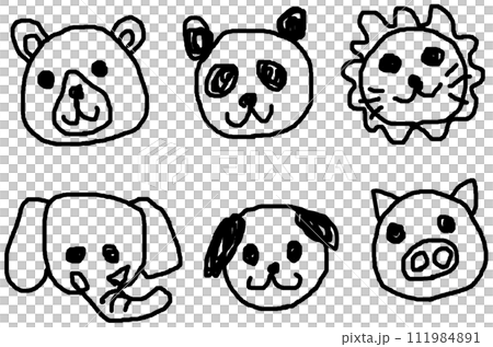 子供が動物園で見た可愛い動物の絵を描いたイラスト 111984891