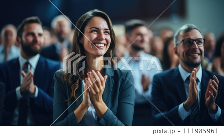 Business team clapping hands at a conference, Group of people clapping hands, AI Generative Business team clapping hands at a conference, Group of people clapping hands, AI Generative 111985961