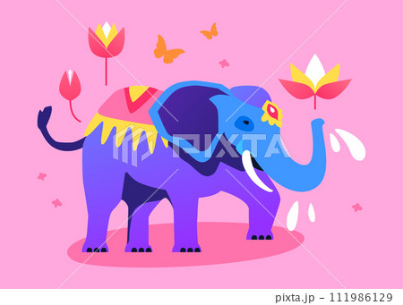 Big Indian Elephant - modern colored vector illustration 111986129