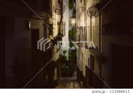 Calle Adentro at night, the most beautiful and famous street in the city of Quesada in the province of Jaen. Calle Adentro at night, the most beautiful and famous street in the city of Quesada in the province of Jaen. 111986611